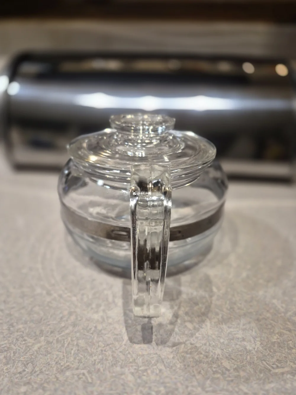 Clear Glass Teapot with Silver Band - Home Kitchen
